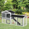 Wooden Rabbit Hutch with Run, Tray, Ramp for 1-3 Rabbits, Guinea Pigs, White