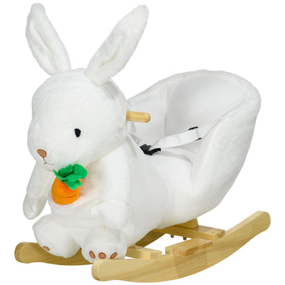 Baby Rocking Chair, Rabbit Shaped Plush Animal Rocker with Sounds,  Gift for Kids Toddler, White