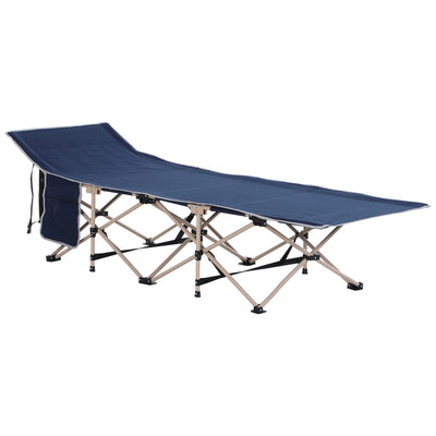 Folding Camping Cots for Adults with Carry Bags, Side Pockets, Outdoor Portable Sleeping Bed for Travel Camp Vocation, Blue