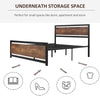 Full Bed Frame with Headboard & Footboard, Strong Slat Support Twin Size Metal Bed, Underbed Storage Space