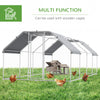 24' Metal Chicken Coop Run with Roof, Walk-In Chicken Coop Fence, Chicken House Chicken Cage Outdoor Chicken Pen Hen House, Silver