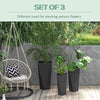 Indoor Outdoor Planters Set of 3 MgO Tall Planters Stackable Flower Pots with Drainage Holes for Garden Balcony Black