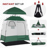 Pop Up Shower Tent w/ Two Rooms, Shower Bag, Floor and Carrying Bag, Portable Privacy Shelter, Instant Changing Room for 2 Person, Green