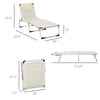 Folding Lounger Chair Sun Lounger Chair Camping Bed Cot 4-Position Adjustable Back With Pillow For Patio Garden Beach Pool Cream