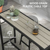 Bar Height Outdoor Table, Patio Bar Table with Built-In Bottle Opener, Plastic Top with Wood Grain, 47.25" x 15" x 39"
