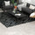 Reversible Outdoor Rug Carpet RV Camping Rugs with Carry Bag, 8' x 10', Black & Gray Geometric