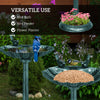 32" Antique Bird Bath Decorative Birdbath Bird Feeder Bowl with Planter Pedestal and Bird Statues, Verdigris