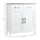 Bathroom Floor Cabinet, Freestanding Linen Cabinet, Storage Cupboard with 2 Drawers, Double Doors, Adjustable Shelf, White