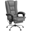 PU Leather Heated Massage Office Chair with 4 Vibration Points, Heated Reclining Computer Chair with Adjustable Height, Footrest, Gray