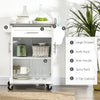 Kitchen Cart on Wheels, Rolling Kitchen Cart with Stainless Steel Countertop, Drawer, Towel Rack & Spice Rack, White