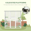Outdoor Cat House Big Catio Wooden Feral Cat Shelter Enclosure w/ Large Spacious Interior, 6 High Ledges, Weather Protection Roof, 71" L, White