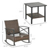 3 Piece Rocking Bistro Set, Outdoor Wicker Patio Conversation Set with Rockers, Table, Cushions, for Garden, Dark Blue