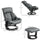 Swivel Recliner with Ottoman, Faux Leather Reclining Chair with Massage, Footstool Remote and Side Pocket, Gray