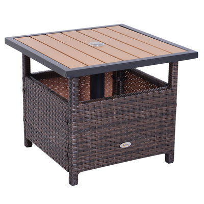 Rattan Wicker Outdoor Accent Table with Umbrella Insert