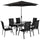 8 Pieces Patio Furniture Set with 9Ft Patio Umbrella, Outdoor Dining Table and Chairs, Black