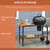 Charcoal Grill BBQ, 21-Inch Rolling Backyard Barbecue with Chopping Block Table, a Cutting Board, Shelf, Wheels, Vents & Thermometer, Black