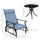3-Piece Outdoor Gliders Set Bistro Set with Steel Frame, Tempered Glass Top Table for Patio, Garden, Light Blue