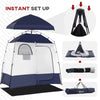 Pop Up Shower Tent w/ Two Rooms, Shower Bag, Floor and Carrying Bag, Portable Privacy Shelter, Instant Changing Room for 2 Person, Blue