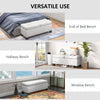 46" Storage Ottoman Bench, Upholstered End of Bed Bench with Steel Frame, Button Tufted Storage Bench with Safety Hinges for Living Room, Cream