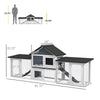 83" Outdoor Rabbit House, 2-Story Deluxe XL Wooden Rabbit Hutch, Big Bunny Cage w/ Ladder and Run, Gray