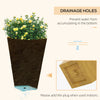 Set of 3 Tall Planters, 22" Outdoor Planter with Drainage Holes, Plastic Flower Pots for Outdoor, Indoor, Brown