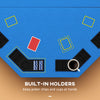 47" Folding Octagon Poker Table Blackjack Poker Game with Cup Holders, Blue
