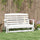Patio Glider Bench w/ HDPE Slatted Double Rocking Chair, White