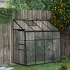 8' x 4' Walk-in Polycarbonate Greenhouse Lean-to Aluminum Green House with Rain Gutter and Foundation, Black