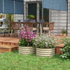 Set of 2 Raised Garden Bed, Metal Planter Box with Safety Edging, Easy-to-assemble Stock Tank, Cream