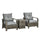 3 Piece PE Rattan Patio Chairs Porch Furniture Set with 2 Chairs Padded Seats & 1 Side Table with Storage  Grey