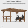 14' x 10' Outdoor Pergola, Wooden Gazebo Grill Canopy with Bar Counters and Seating Benches, forÂ Garden,Â Patio,Â Backyard, Deck