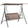 2-Seater Patio Swing Chair, Outdoor Adjustable Canopy Porch Swing with Armrests, Texeline Fabric and Steel Frame, Brown