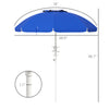 5.7' Beach Umbrella for Travel with Tilt, Adjustable Height, 2 Cup Holders, Hook, Vent, Ruffles, Sapphire Blue