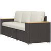 3-Seat Patio Sofa with Cushions, PE Rattan Outdoor Couch with Wood Grain Wide Armrests for Porch, Sunroom, Garden, Poolside, Beige