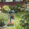 32" Antique Bird Bath Decorative Birdbath Bird Feeder Bowl with Planter Pedestal and Bird Statues, Verdigris