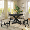 Retro 4-Piece Round Dining Table Set with Extendable Table and Upholstered Chairs, Wooden Table Legs, Espresso