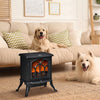 Free Standing Electric Fireplace, Fire Place Heater with Flame Effect, Adjustable Temperature & Overheat Protection, 750W/1500W, Black