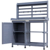 Wooden Potting Bench with Storage, Aluminum Table Top for Backyard, Patio, Balcony, Gray