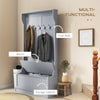 3-In-1 Entryway Bench with Coat Rack, Hall Tree with Bench and Shoe Storage, 5 Hooks for Hallway