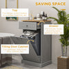 Kitchen Tilt Out Trash Bin Cabinet, Freestanding Recycling Cabinet Trash Can Holder With Drawer, Gray
