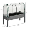 Raised Garden Bed with PE Greenhouse Cover Outdoor Planter Box for Herbs and Vegetables, 48 x 22 x 46 inch, Dark Gray