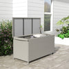83 Gallon Deck Box, Outdoor Storage Chest, PE Wicker Trunk for Outside on Wheels for Garden Tools, Pool Toys & Patio Furniture Cushions, Gray