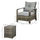 3 Piece PE Rattan Patio Chairs Porch Furniture Set with 2 Chairs Padded Seats & 1 Side Table with Storage  Grey