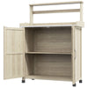 Outdoor Wooden Potting Bench with Storage Cabinet, Shelf, Galvanized Plated Tabletop for Backyard, Balcony, Natural