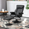 Recliner Chair with Ottoman Footrest, 360° Swivel Reclining Chair, Faux Leather Living Room Chair with Adjustable Backrest, Black