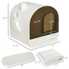 Cat Litter Box with Lid, Covered Litter Box for Indoor Cats with Tray, Scoop, Filter, 17" x 17" x 18.5", White