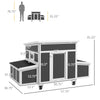 Wooden Chicken Coop with Nesting Box, Pull Out Tray, Perches, Ramp & Windows for 6 Chickens, Hen House for Outdoor Backyard, Dark Gray