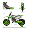 12V Kids Motorcycle Bike, Electric Battery-Powered Ride-On Toy, Off-road Street Bike with Charging Battery & Training Wheels, Green