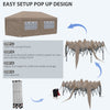 19' x 10' Pop Up Canopy with Sidewalls, Height Adjustable Large Party Tent with Leg Weight Bags, 2 Doors and Wheeled Carry Bag