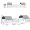 Large Metal Chicken Run with Water-Resistant and Anti-UV Cover, Door, for 20-24 Chickens, Silver